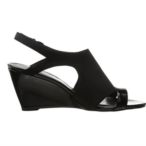 Bandolino Tadaa Fabric Strap Wedge Sandals Black - US 6.5 - Picture 4 of 13